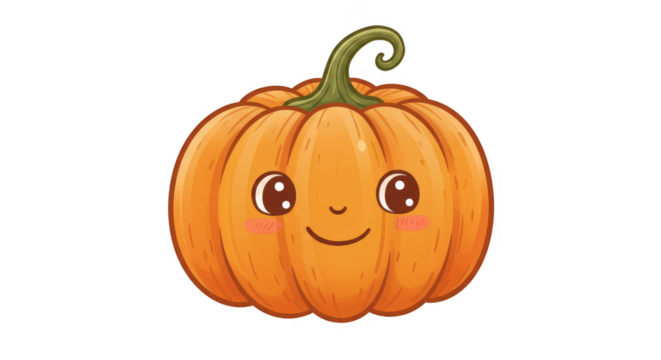 Cute Smiling Pumpkin Face Cartoon Illustration Isolated Transparent