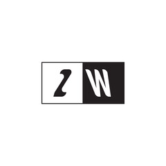 ZW Alphabet Unique Simple Bold Initial Alphabet Vector Monogram Logo Design