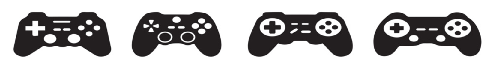set of game controller icon white background