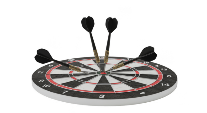 Dartboard Illustration Black Darts Arrows Accurate Target Aim Game Sport