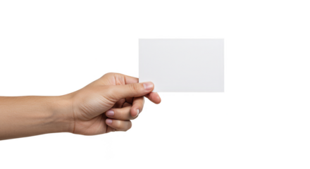 Hand Holding White Business Card Isolated Transparent Background