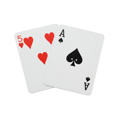 Obraz premium Illustration Cards Ace and Five Hearts Playing Casino Card Transparent