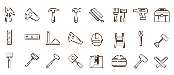 collection icons including hammer hammer hammer