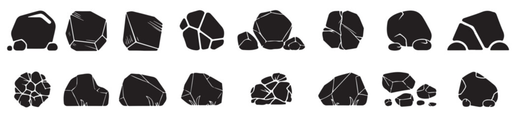  collection silhouettes stone white background.