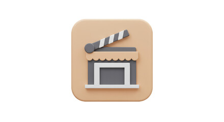 Fototapeta premium Illustration 3D Icon of Modern Store Front Shop Open Sign Isolated