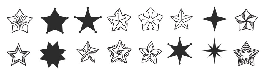 collection stars stars with white background