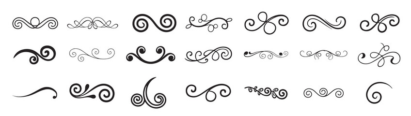 collection swirl decorative element with white background