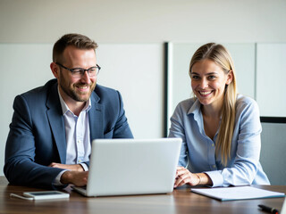 Obraz premium Businessman and Businesswoman Professional Business People