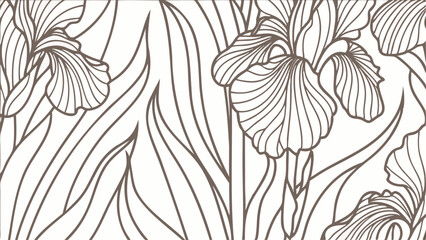 Abstract Iris Flowers Drawn With Soft - Botanical Seamless Vector