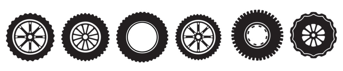 Collection wheels white background.
