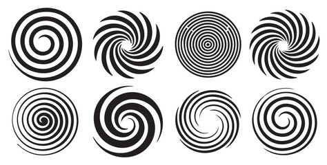 collection spirals circles with white background