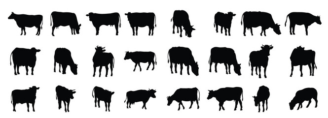 cow silhouette vector style design cow silhouette icon illustration with white background.