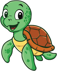 VECTOR ART OF TORTOISE WITH CARTOON STYLE