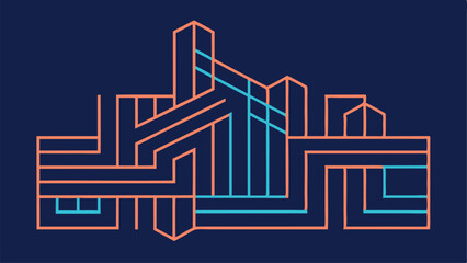 Minimalist architectural line art pattern with a modernist design concept