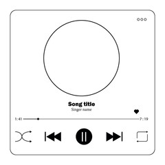 Circle Control panel icon. headphones or video, records voices. Player display
