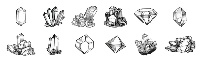 cristal vector illustration geometric silhouette crystals with diamond shapes