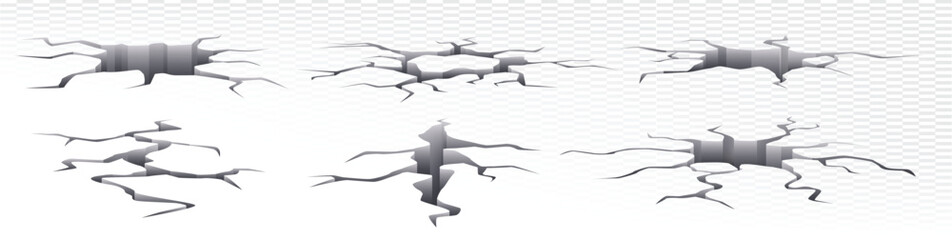 cracked ground damaged catastrophe dry earth 3d crack hole collection realistic