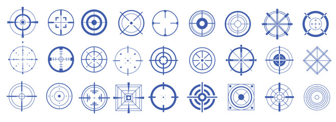 crosshairs set black target sniper shot isolated crosshair gun aims signs computer game army element