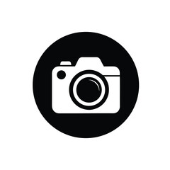 Camera Icon – Bold Black Silhouette Photography Symbol in Circular Frame
