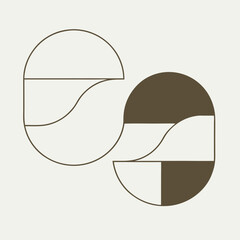 Modern abstract composition of geometric shapes with earthy tones and minimalist design