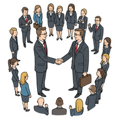 Illustration Business Agreement Handshake for Partnership Success and Team