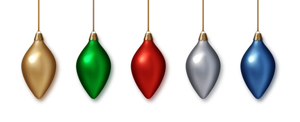 Christmas bauble glossy set PNG. Luxury 3D decorative elements with shine and metallic texture. Celebration design for holiday cards, posters, banners. New Year illustration