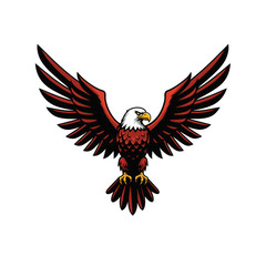 Obraz premium Illustration Of Bold Eagle Flying With Open Wings On Transparent Background