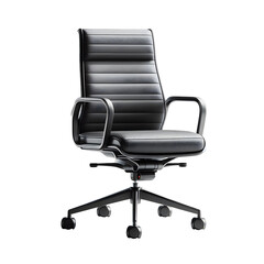 Fototapeta premium Modern Ergonomic Office Chair with Padded Backrest and Armrests: Contemporary Swivel Seating on Wheels for Comfortable Workspace Solutions