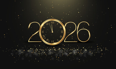 2026 Happy New Year Clock Countdown Background Design.