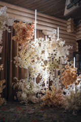Artificial flower decor to decorate the room for a holiday and photos.