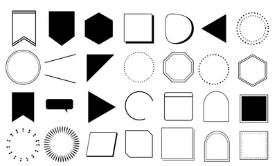 シンプルでおしゃれなモノクロのあしらいベクターセット
