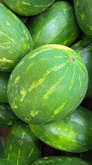 Fresh Whole Ripe Green Watermelons Close-up Background