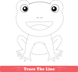 Handwriting Practice. Tracing lines and coloring frog for children. Vector Illustration