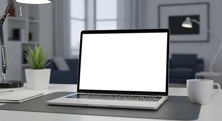 Laptop Sits On Modern Desk