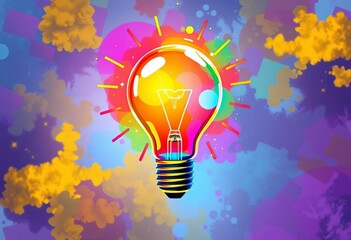 Bright idea, marketing strategy, colorful lightbulb illustration,  smart,  bulb