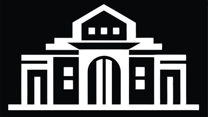 Simple vector icon of a building architectural design with transparent background