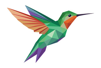 Obraz premium Hummingbird Low Poly Vector Geometric Style Polygonal Icon Illustration