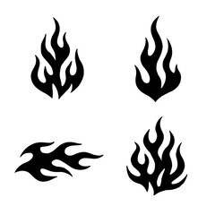 Tribal Flame Symbol Set – Fire Stencil Icons with Transparent Background