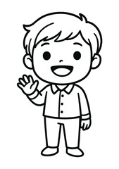 Cartoon Boy Waving Hand Illustration