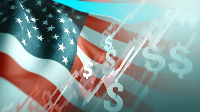 米国旗とドル記号と上昇チャート