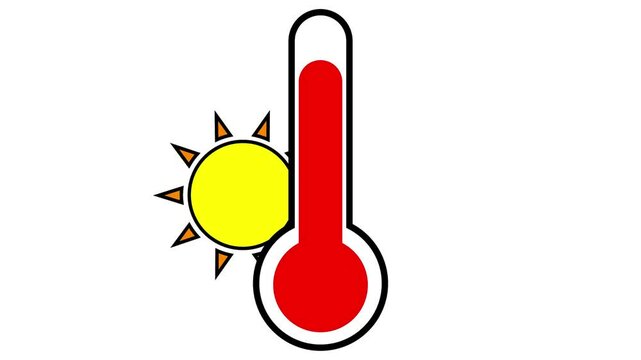 Animation of the sun and thermometer with rising temperature.