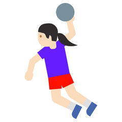 Cartoon-Style Illustration of a Woman Playing Handball Clipart Isolated on White Background
