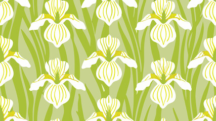 Oversized Irises In Violet Indigo And - Botanical Seamless Vector