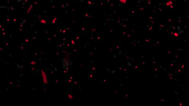 red and black confetti rain isolated alpha channel animation,celebration and black friday big sale shopping social media motion design element	