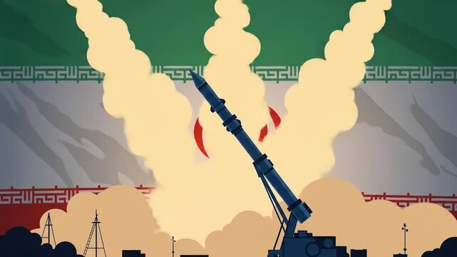Rocket Launching with Smoke Plume Graphic Illustration