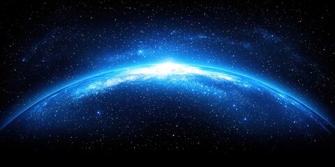 Fototapeta premium Beautiful View of Earth from Space with Starry Background