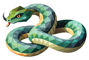 Obraz premium Low Poly Snake Vector, Geometric Polygonal Snake Icon Illustration