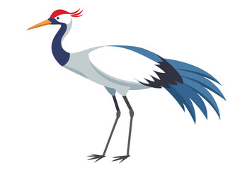 Obraz premium Crane Bird Vector Icon in Flat Design Style Simple Animal Illustration
