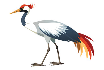 Obraz premium Crane Bird Vector Icon in Flat Design Style Simple Animal Illustration