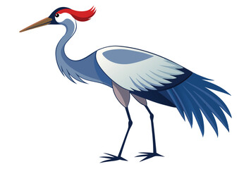 Obraz premium Flat Design Crane Bird Vector Minimalist Icon Style Illustration